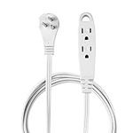 Globe Electric 24302 10ft Medium Duty 3-Outlet Indoor Extension Cord, Grounded, Right Angle Plug, White