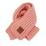 LA HUATE Kids Scarves Autumn Winter Wool Knit Scarf Warm Solid Color Neckerchiefs Collar Neck Warmer Pink One Size