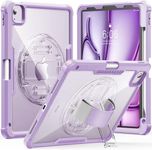 INFILAND Case for iPad Air 11 Inch M2(2024), iPad Air 5th/4th Generation 10.9 Inch, iPad Pro 11 Inch, Glitter Clear Dual Layer Protection with Hand Strap & Rotating Kickstand (Light Purple)