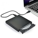 Trintion External CD DVD Drive USB 2.0 Slim Portable CD Reader High Speed DVD Writer for Laptop Desktop PC Windows Mac OS Macbook Pro Black