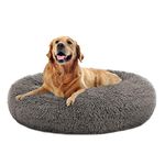 MFOX Calming Dog Bed Cat Bed Donut, Faux Fur Donut Cuddler Washable Self-Warming Pet Bed, Large Round Plush Dog Bed for Small/Medium/Large Dogs(60cm/80cm/90cm/110cm)