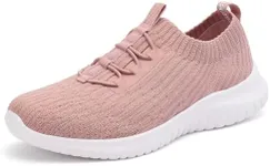 TIOSEBON Women's Lightweight Casual Walking Athletic Shoes Breathable Running Slip-On Sneakers for Jogging Workout Pink 7 US