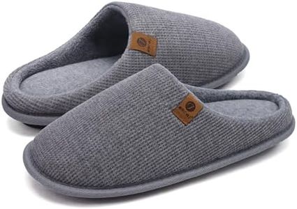 ONCAI Zapatillas Casa Hombre Espuma de Memoria Algodón con Pantuflas de Estar de Imitación Forro de Sintética para Invierno Interiores y Exteriores Suela de Goma Antideslizante Gris Talla 41