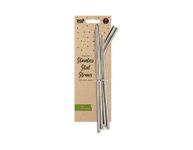 Gem Imports Pop Party Stainless Steel Metal Re-Usable Straws - Pack of 4