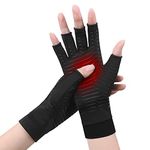ACWOO Arthritis Gloves, Copper Compression Gloves Therapy for Arthritis Pain Relief, Fingerless Design Copper Infused Gloves for Women and Men, Provide Support for Hands and Finger Joint, Black(S)