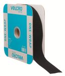 VELCRO Brand - ONE-WRAP Roll, Double-Sided, Self Gripping Multi-Purpose Hook and Loop Tape, Reusable, 45' x 1 1/2" Roll - Black