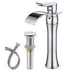 Aquafaucet Tall Waterfall Single Handle Chrome Bathroom Sink Vessel Faucet Lavatory Mixer Tap