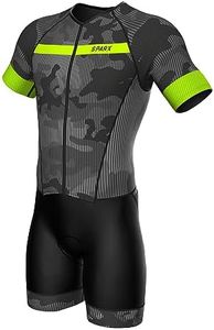 Sparx Mens Elite Aerosuit Triathlon Suit Mens Short Sleeve Tri Suit Skinsuit (Black Stripes, Medium)