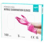 EUROPAPA® 100x nitrile gloves disposable gloves disposable gloves examination gloves nitrile gloves powder-free without latex non-sterile latex-free disposable gloves (S, Rose)