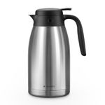 Navaris Insulated Coffee Server - Stainless Steel Carafe - Thermal Tea or Water Dispenser - Vacuum Kettle for Hot & Cold Drinks - 2.0 L / 67.6 oz