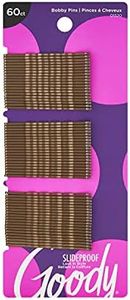 Goody SlideProof Bobby Pins, Brown, 60-count, Pack of 1