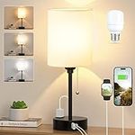 Small Bedroom Lamps with USB C and 