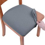 smiry Stretch Chair Seat Covers for Dining Room, Grey Set of 4 Jacquard Dining Chair Seat Protectors Chair Slipcovers