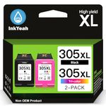 INKYEAH 305 Ink Cartridges Black and Colour, 305 Ink Cartridges Replacement for HP Ink 305, Printer Ink 305 XL for DeskJet 2700 2720 2710 2300 Plus 4120 4100 4110 Envy 6000 6032 6020 6022 Pro 6400