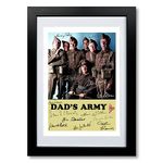 Dad's Army Cast Signed Autograph A4 Poster Photo TV Show Series Season Framed Memorabilia Gift Dads Arthur Lowe John Le Mesurier Clive Dunn (BLACK FRAMED & MOUNTED)