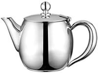 Café Olé BUT-015 Buxton Premium Stainless Steel Teapot 15oz (430ml) with Deluxe Stay Cool Handles, Spill-Free Spout, Hammered Finish, High Gloss Polish