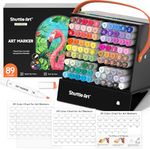 Shuttle Art Alcohol Markers, 88 Colours Professional Dual Tip Art Pens Plus 1 Colourless Blender, Felt Tip Pens with Case for Artists Adult Illustration Colouring Sketching Drawing