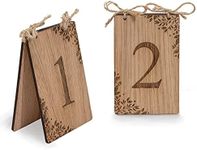 Wooden table numbers floral rustic style | wedding engagement anniversary table | engraved | wedding reception decor for country rustic or barn style event