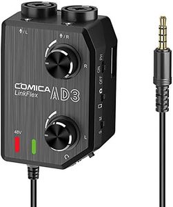 Comica LINKFLEX.AD3 2-Channel XLR/3.5mm/6.35mm Microphone Audio Mixer Preamp with Phantom Power, Guitar Audio Interface Microphone for DSLR Cameras Camcorders iPhone iPad Mac and Android Smartphones