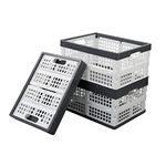 Joyeen 3 Packs Collapsible Storage Crate, Plastic Folding Basket