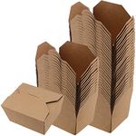 SINJEUN 70 Pack Kraft Paper Box To Go Containers, 13 x 10.6 x 6.5 cm Takeaway Salad Box, Leak-Proof 800ml Take Out Food Containers for Fast Food, Party Leftovers, Brown