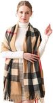 LumiSyne Winter Premium Plaid Cashmere Scarf With Tassel For Women Men Oversized Tartan Shawl Wrap Classic Checked Pattern Soft And Thickened Pashmina Blanket