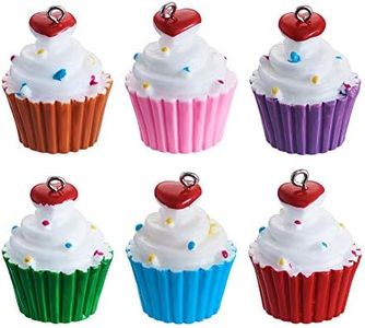 Craftdady 10Pcs Resin Cupcake Dessert Pendants Lovely Food Sweet Cake Charms Links Hanging Ornaments Random Mixed Colors for Earring Bracelet Necklace Key Chain Jewelry Crafts Making