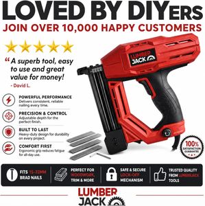 Lumberjack Electric Brad Nailer Stapler – Heavy Duty for Carpentry & Upholstery, Includes Staples & Nails