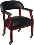 Boss Office Products Ivy League Executive Captain's Chair in Vinyl with Casters, Black