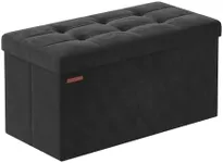 SONGMICS Storage Ottoman Bench, Foldable Ottoman Foot Rest, 15 x 30 x 15 Inches, End of Bed Bench, Storage Chest, Load up to 660 lb, for Living Room, Bedroom, Entryway, Ink Black ULSF247B01