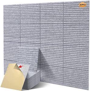 16 Pcs Pro Grade Soundproof Wall Panels,Acoustic Panels,Premium Sound Panels,Better than Foam,Wedge Design,with Adhesive on Back,For Acoustical Treatments/Professional Studio,12×12×0.4 in(Light grey)