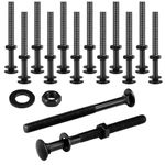 Zonon 12 Sets Carriage Bolt Kit Galvanized Carriage Bolt Set Includes Rust Resistance Bolts Washers and Nuts for Fastening Accessories (Black,1/4 x 3 Inch)