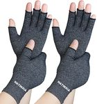 2 Pairs Arthritis Gloves for Women for Pain, Hand Compression Gloves for Carpal Tunnel, Rheumatoid, Tendonitis, Fingerless Gloves for Arthritis Pains, RSI, Typing for Men (Black + Black, M)