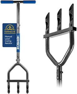 Hermsche Lawn Aerator Coring Tool Plug Aeration Manual 3 Core with Slope Top Half-Open Slot Hollow Tine Plug Core Aerators Heavy Duty Tool for Soils and Lawns Yard Garden