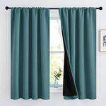 NICETOWN 100% Blackout Curtain Panels, Thermal Black Liner Curtains for Nursery Room, Noise Reducing and Heat Blocking Drapes for Windows (Set of 2, Sea Teal, 52 inches Wide by 63 inches Long)