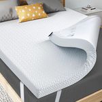 Maxzzz Twin Mattress Topper, 4 Inch Bamboo Charcoal Memory Foam & Gel Foam Mattress Topper 2-Layers Bed Topper, Single Surmatelas with Cover Ventilated CertiPUR-US Certified (38 x 74 Inch)