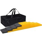 Homeon Wheels Rv Leveling Blocks, Used for Leveling Single Wheels, Heavy Duty Leveling Blocks and Chocks Anti-Slip Pads Design,Yellow Camper Levelers 10 Pack and Black Ramp 4 Pack with Carrying Bag