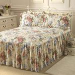 Diana Cowpe DOUBLE Florence Floral Flower Fitted Bedspread With 2 Matching Pillow Shams 135cm x 200cm With 56cm Drop