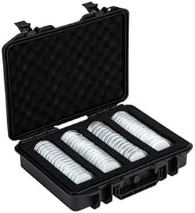 Tankenlid Coin Capsules Case,60 Pieces 46mm Coin Capsules,with Foam Separates and Plastic Storage Organizer Box,6 Sizes (20/25/30/35/40/46mm) Coins Collector Case Holder