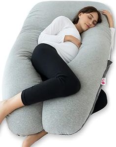 Meiz Pregnancy Pillows Cooling, Pregnancy Pillow U Shaped, Full Body Pillow and Maternity Pillow for Support Neck/Back/Legs with Pregnancy Pillow Cooling Jersey Cover & Velvet Cover, Grey