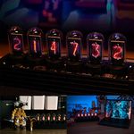 Digital Nixie Tube Clock, LED Glow Clock, Vintage Clock 6 Digit Tube Clock,20 Mode Adjustable,USB Type-C Powered, DIY Customized Photo Display, Creative Gift for Kids,Husband,Friends