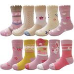 VININI Toddler Crew Socks Girls Knitting Socks Cute Breathable Socks Colorful Fashion Casual Socks For Kids 10 Pairs(3-5Years)