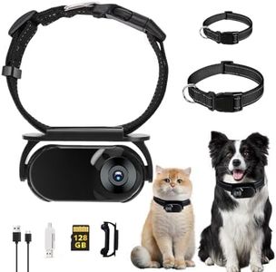 Cat Camera Collar,128GB Upgrade 360°Rotating Cat Dog Collar Camera 1080P HD,Cat Collar Camera for Pet Supplies,Video Records Camera Indoor/Outdoor for Cats Dogs Gift - Black