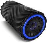 Zyllion Rechargeable Vibrating Foam Roller with 3 High-Density Textured Surfaces and 4 Speeds for Exercise, Massage, Muscle Recovery, Trigger Point Myofascial Release - Black/Blue (ZMA-22-BKBL)