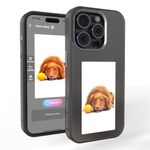 Ink case - Protective digital Phone Case for iPhone models with NFC Technology. Shockproof and Waterproof, No power needed. Image display reflecting on phone case (Dark Grey, IPhone 14 Pro Max)