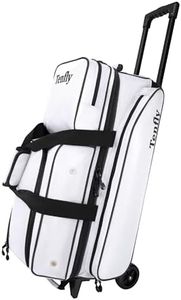 TENFLY 3 Bowling Ball Bags With Wheels - Roller Bowling Bag for 3 Balls & Accessories - Retractable Handle Extends to 38"
