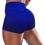 ZAIQUN Women's Scrunch Butt Shorts Workout Shorts Booty Yoga Butt Lifting High Waist Ruched Scrunch Short Leggings Blue