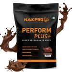 NAKPRO Perform Plus+ Whey Protein Concentrate with Digestive Enzymes | 24g Protein, 5.7g BCAA | Easy Mixing, Easy Digesting (1 Kg, Double Rich Chocolate)