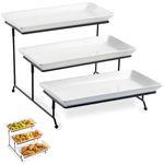 LYEOBOH Tiered Serving Stand and Platters Set, Large Tiered Tray Stand, 3 Tier Serving Tray with Collapsible Sturdier Rack, 12 Inches Tier Serving Platter for Party, Display, Dessert, and Cupcake