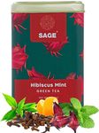 SAGE Premium Roselle Hibiscus Sabdariffa Herbal Tea - Hibiscus Mint Green Sabdariffa Tea Loose Leaf - Rosella Tea - Made with Natural Dried Hibiscus Flowers - 100 GM